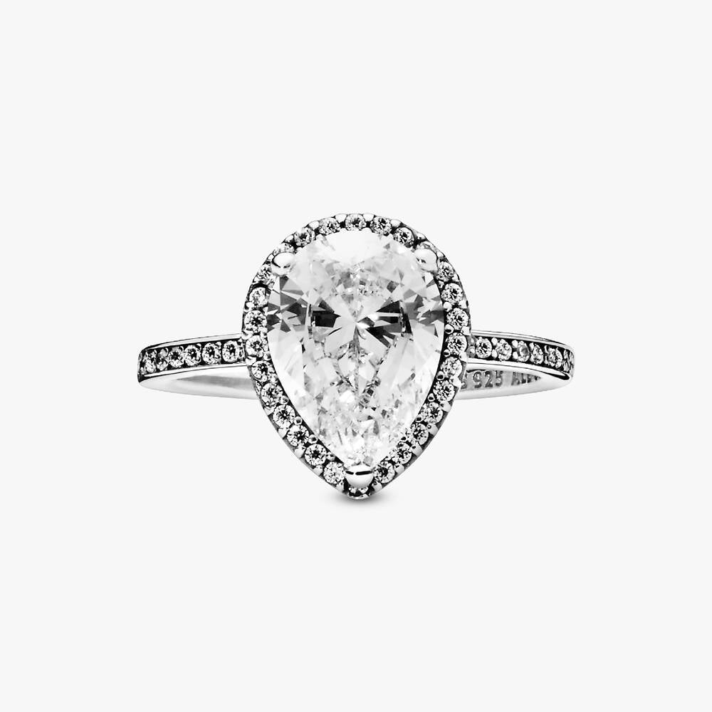 FINAL SALE - Sparkling Teardrop Halo Ring