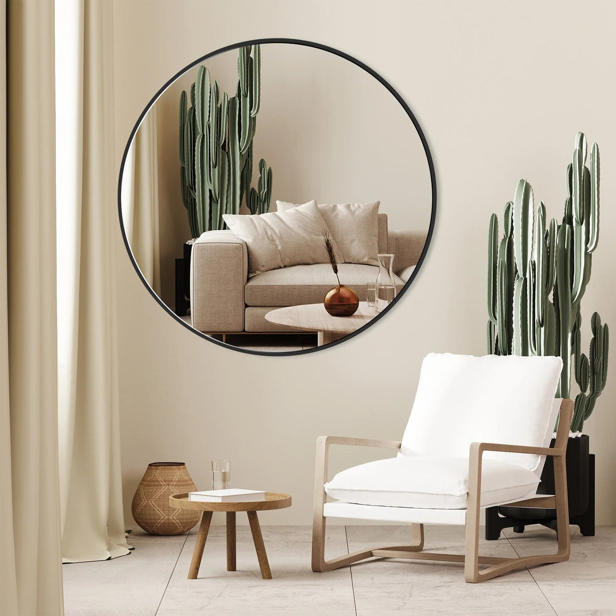 Round Bathroom Vanity Mirror, 24x24 / 36x36, Black, Brushed Gold or Silver