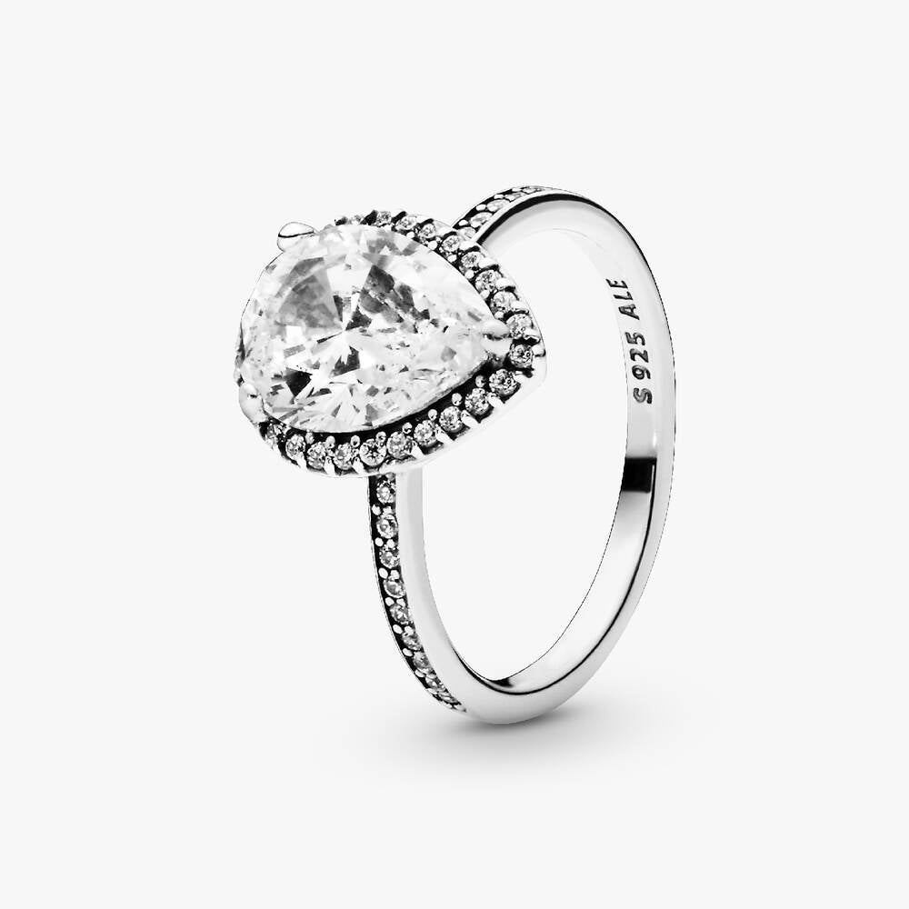 FINAL SALE - Sparkling Teardrop Halo Ring