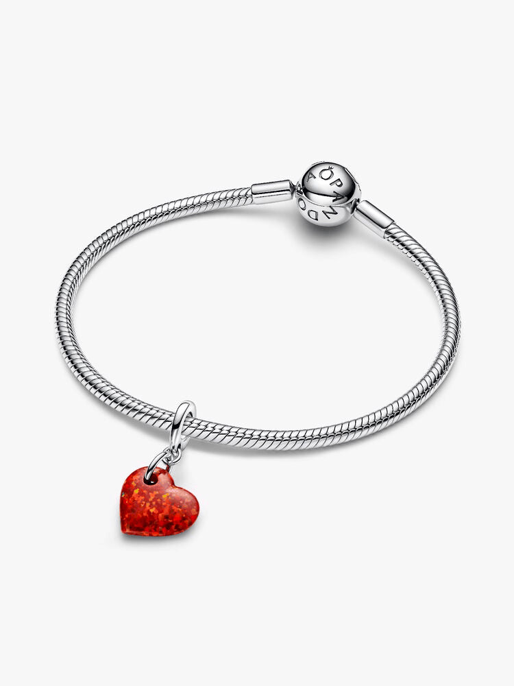 Opalescent Red Heart Dangle Charm