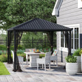 Acuff Steel Patio Gazebo, 10 Ft W x 10 Ft D, Black - Lowndes