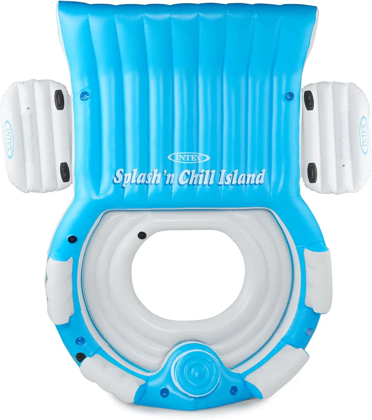Inflatable Lake And Pool Relaxation Island Lounger, 145 x 125 x 20 in, Blue And White - 56299EP