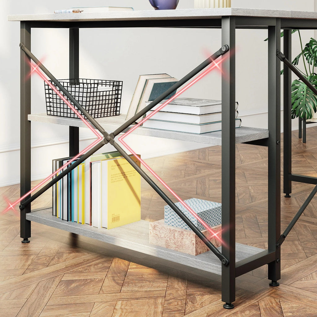Small L-Shaped Computer Desk With Reversible Storage Shelves - 55-Inch / 47-Inch