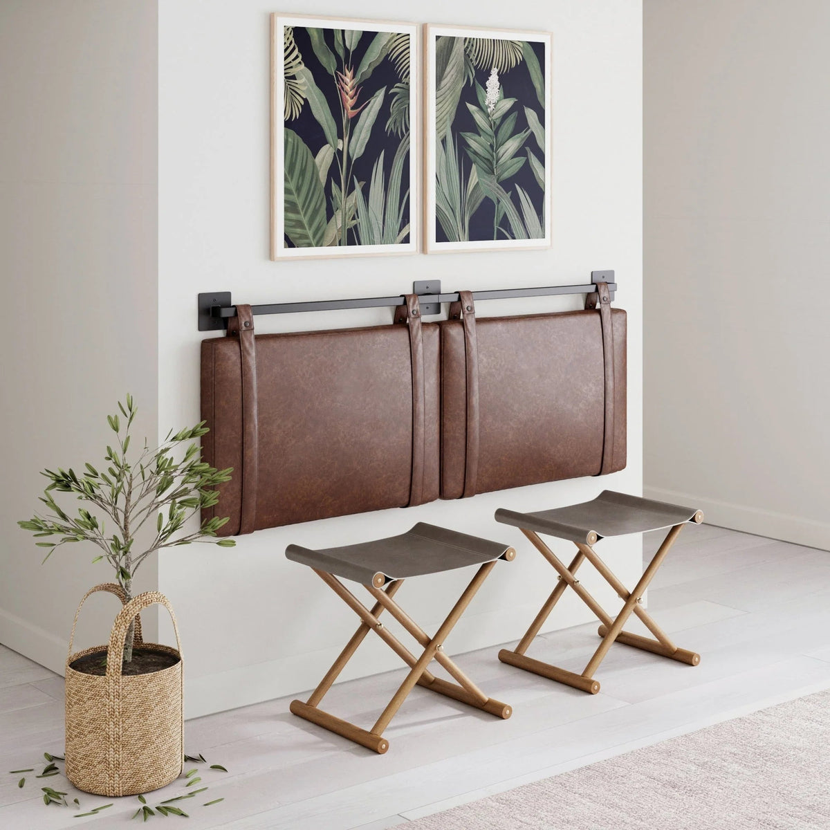 Wall-Mount Upholstered Headboard With Metal Rail - Twin, Queen & King