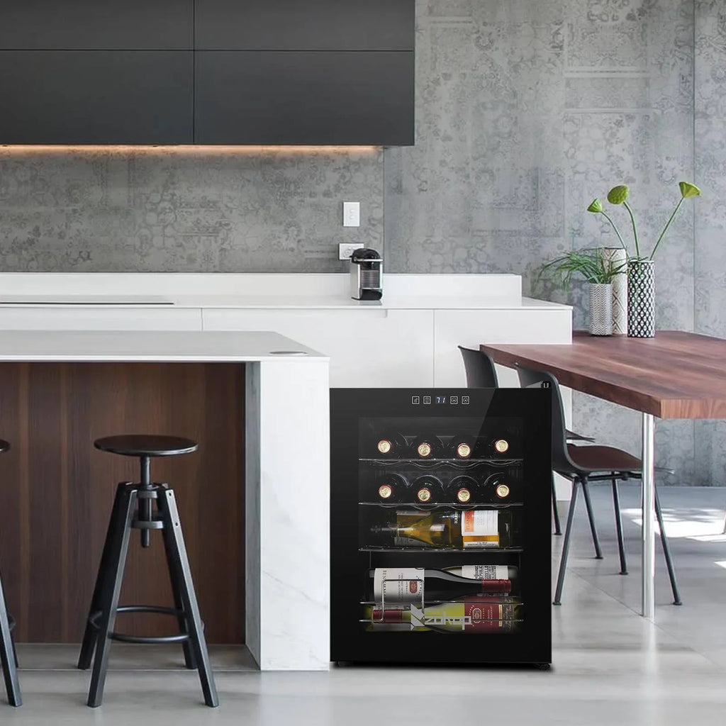 Zimtown 16 Bottle Compressor Wine Cooler Refrigerator, Black - Digital Temperature Control With Lock