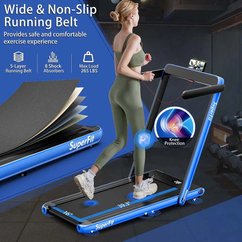 GYMAX 2-in-1 Folding Under Desk Treadmill With Speaker, App And Remote Control - 2.5HP