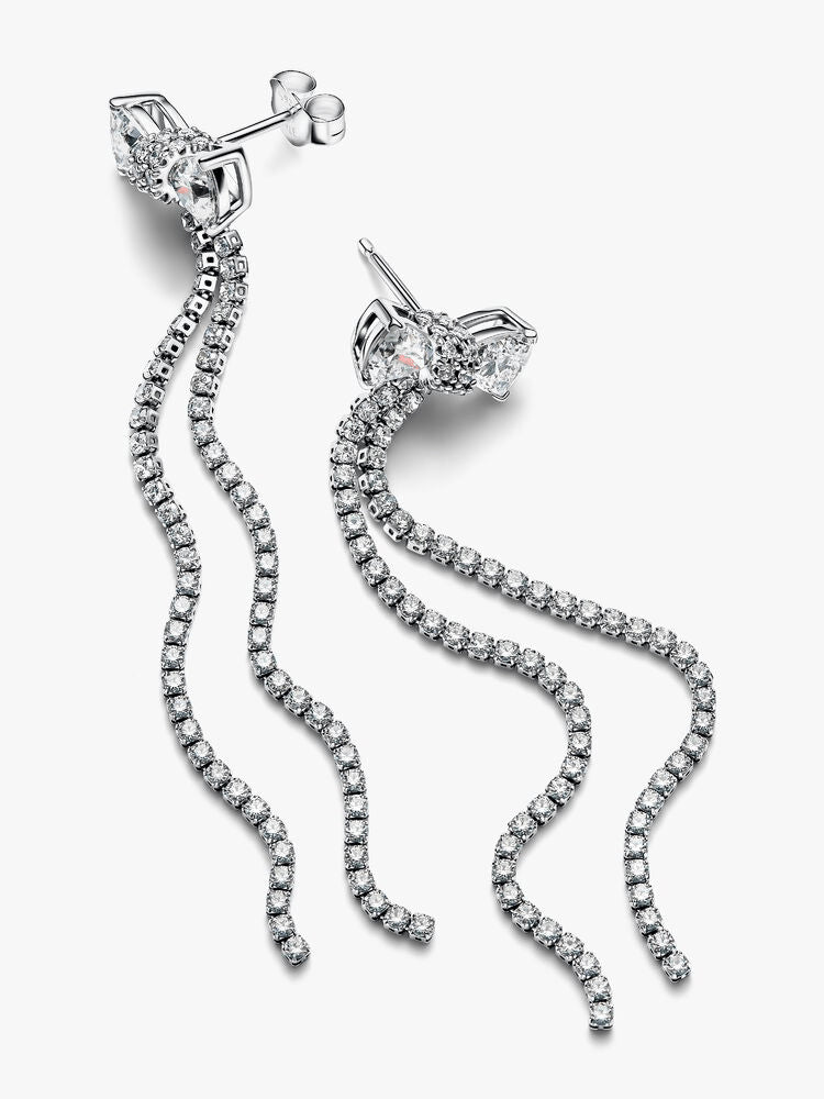 Pavé Bow Drop Earrings