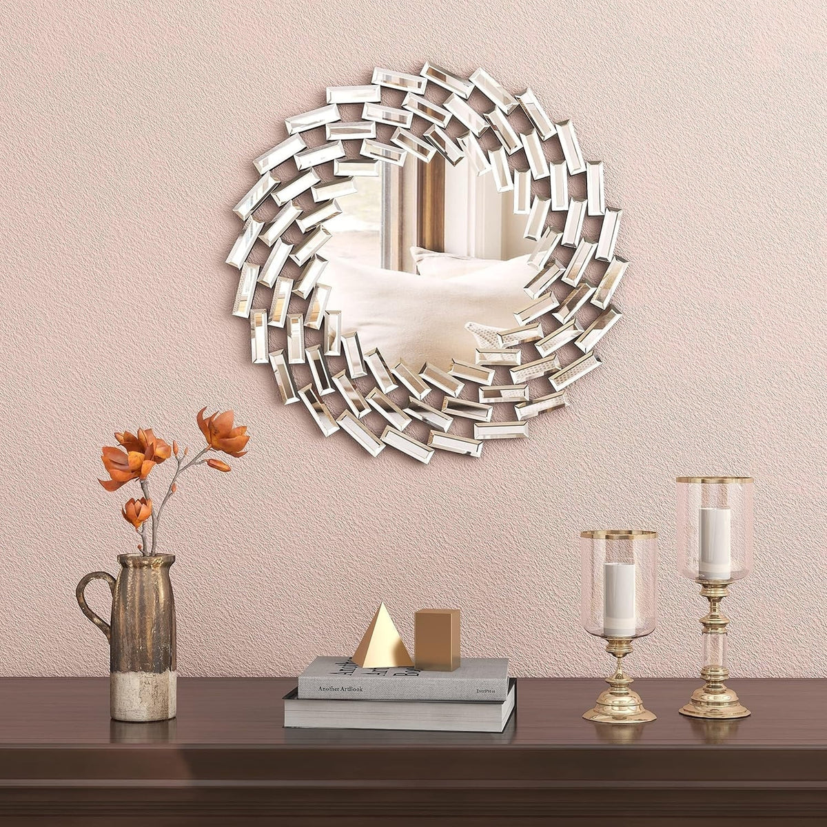 Round Spiral Sunburst Decorative Wall Mirror