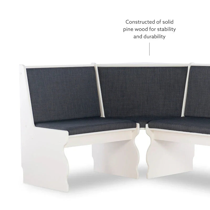 Hannah Breakfast Nook 3-Piece Dining Set With Corner Bench