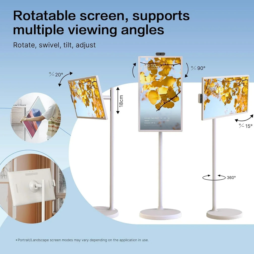 32-Inch Portable Rolling Touch Screen TV, 1080P FHD, Android 13, 8G RAM+128G Storage - SW3295T