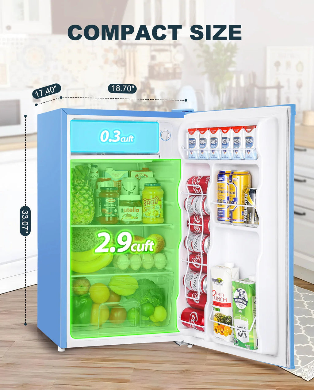 Upstreman 3.2 Cu.Ft. Single Door Mini Refrigerator With Freezer - BR321