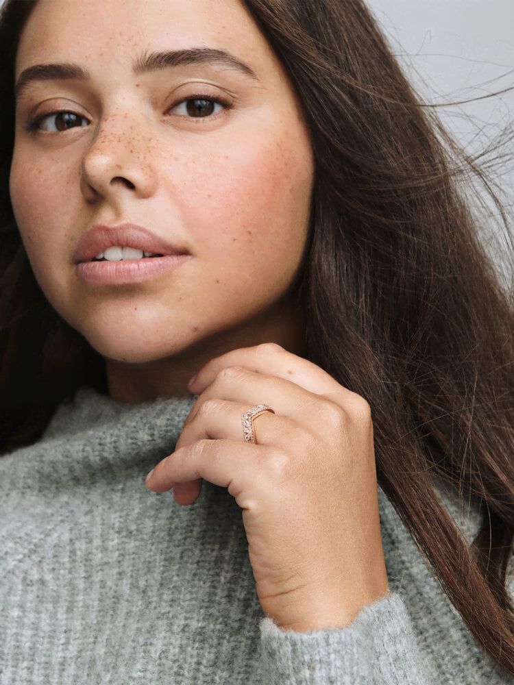 FINAL SALE - Sparkling Marquise Double Wishbone Ring
