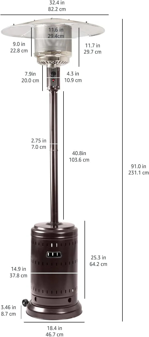 Amazon Basics Outdoor Propane Patio Heater With Wheels, 46,000 BTU - 61825