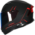 HAX Full Face Motorcycle Helmet, Matte Black Red, Adult Size M, DOT And ECE Certified - Force