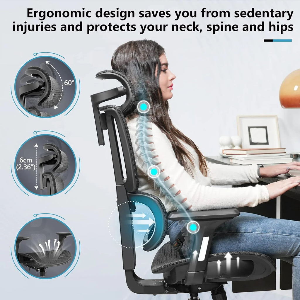 Primy Ergonomic Gaming Office Chair, 23 in D x 12 in W x 20 in H - PR988ZK