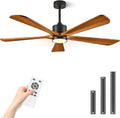 BOOSANT 60 inch Ceiling Fan With LED Light, 5 Solid Wood Blades, 6 Speeds, Deep Brown - 8727