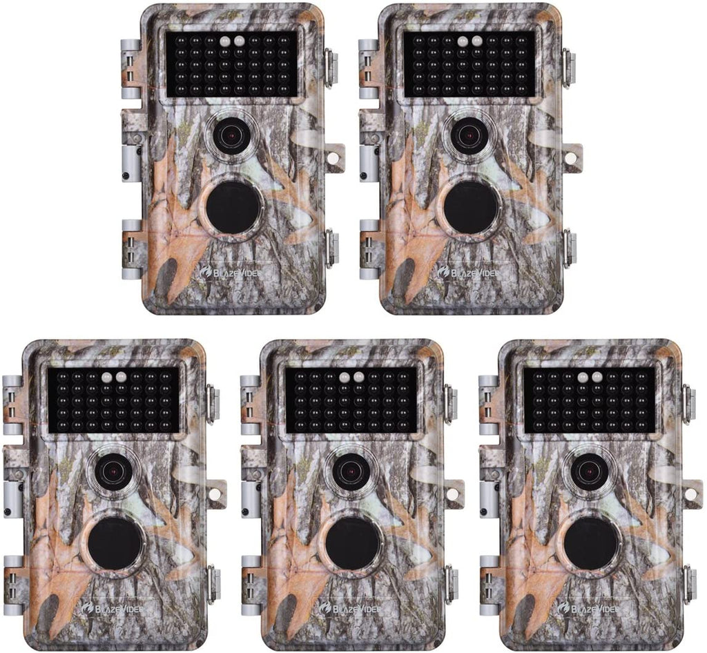 5-Pack Game & Deer Trail Cameras, 16MP 1920x1080P Video, Camo