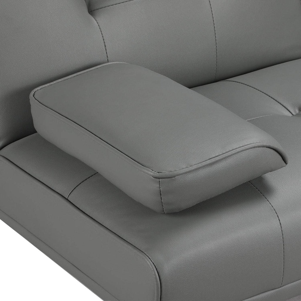 Yaheetech Convertible Faux Leather Sofa Bed, 3 Angles, 772lb Capacity, Black