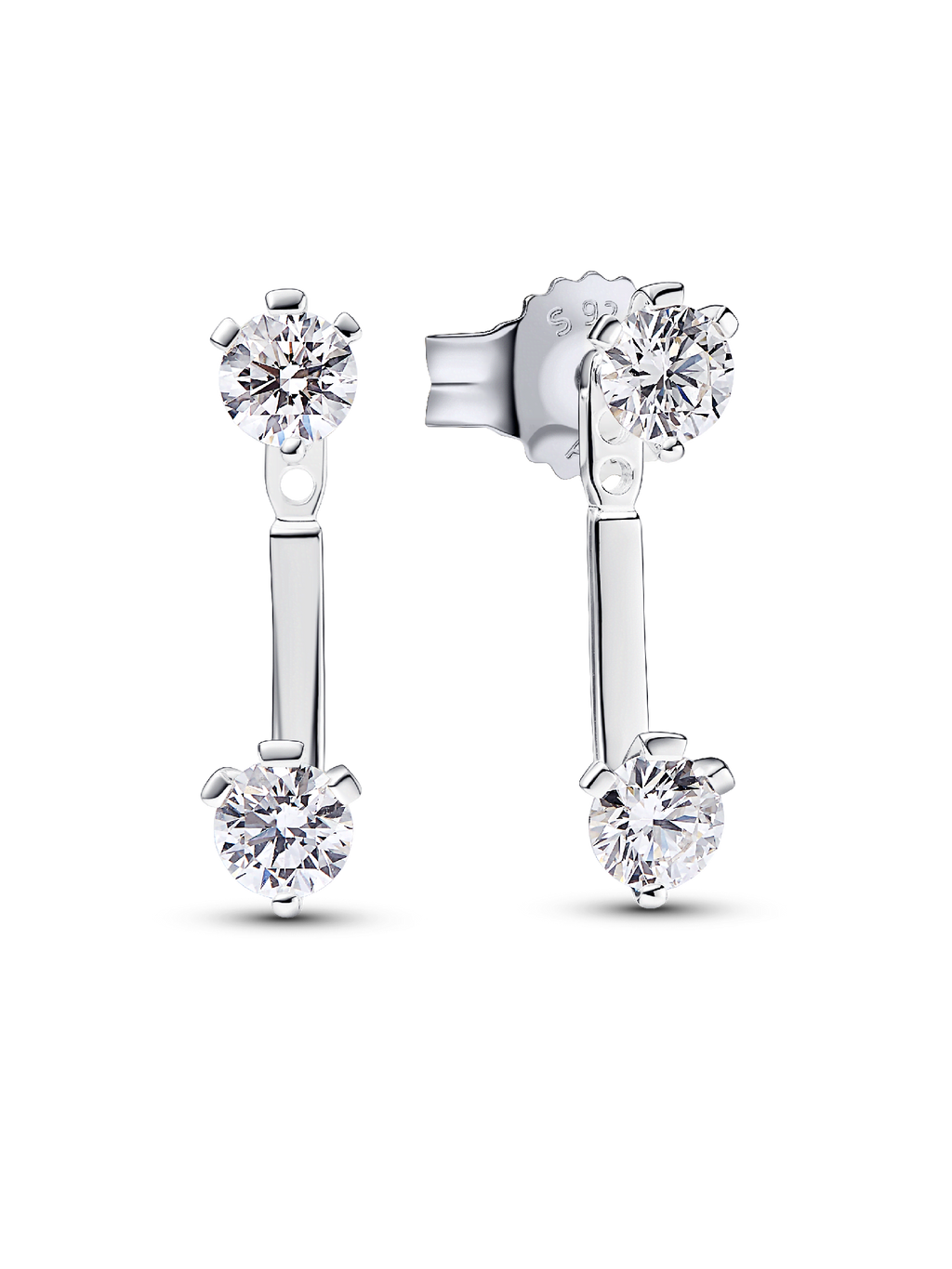 Pandora Nova Sterling Silver Lab-grown Diamond Stud Drop Jacket Earrings
