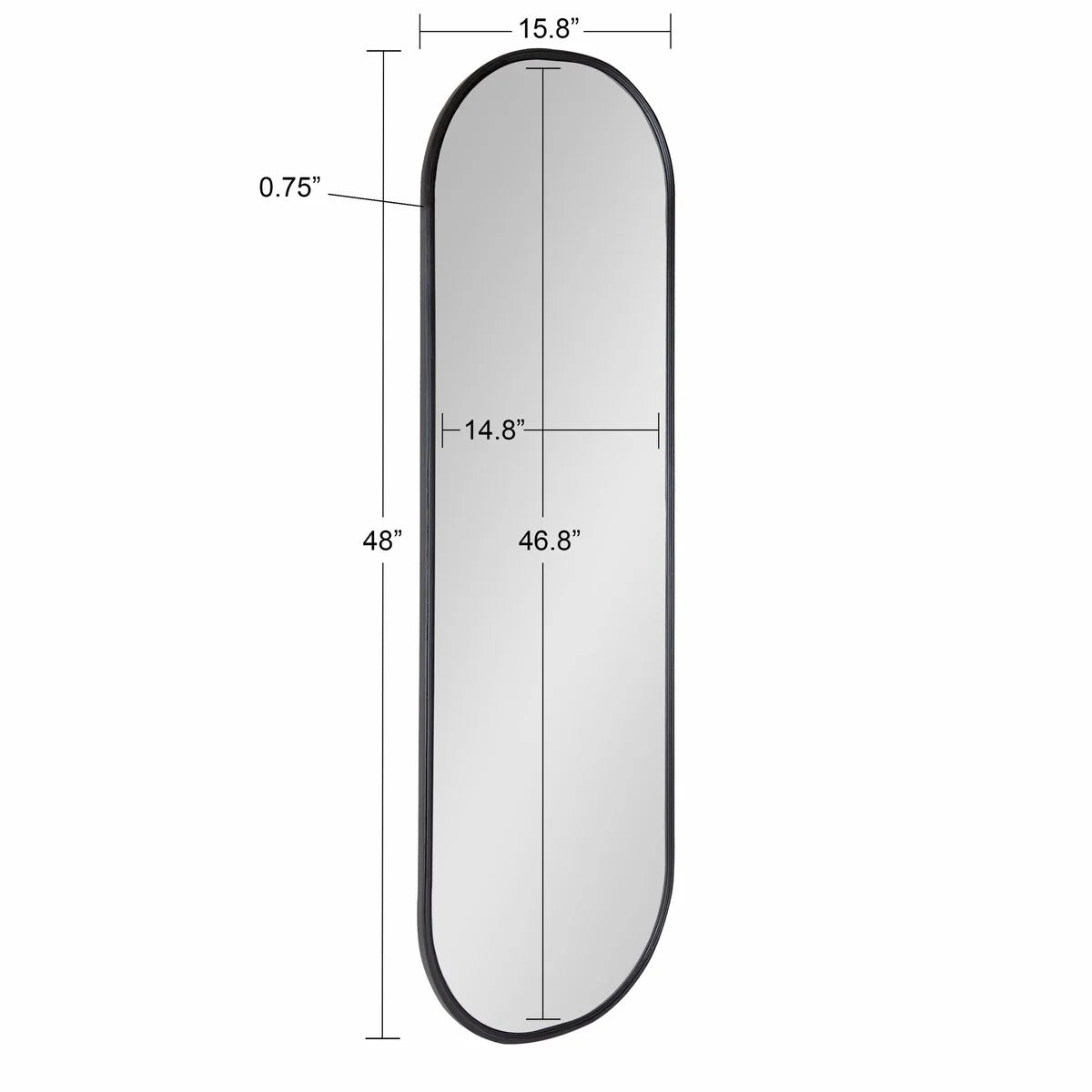 Capsule Framed Wall Mirror, 16x48, 18x24, 22x34, 24x36, Black, Bronze, Gold, Gray, Silver, Antique-Bronze