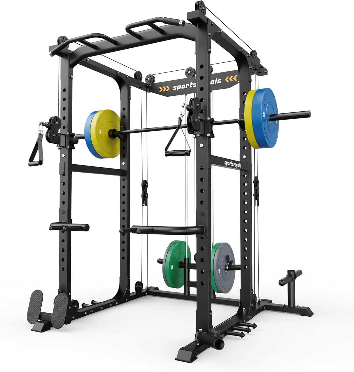 Sportsroyals Power Cage With Lat Pulldown, Black - Power Cage