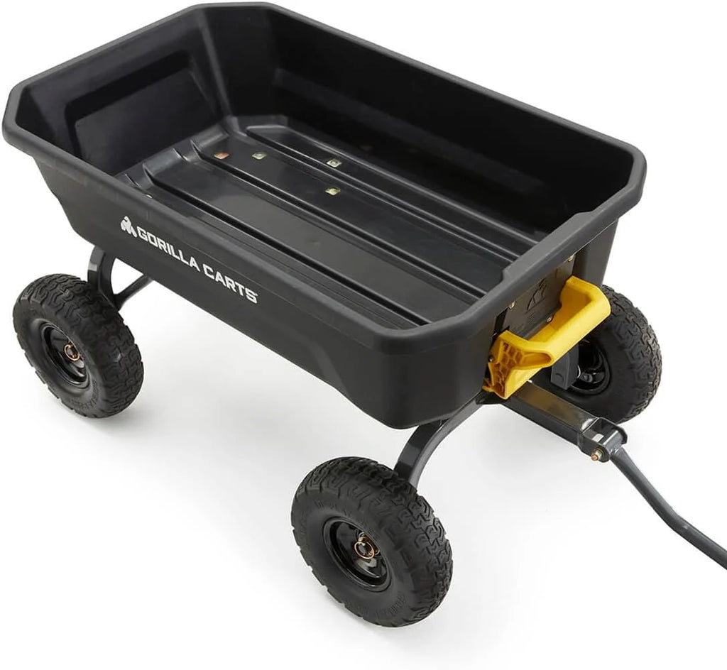 Poly Dump Garden Cart With No-Flat Tires, 7 Cubic Feet, 1200-Pound Capacity, Black - 7GCG-NF