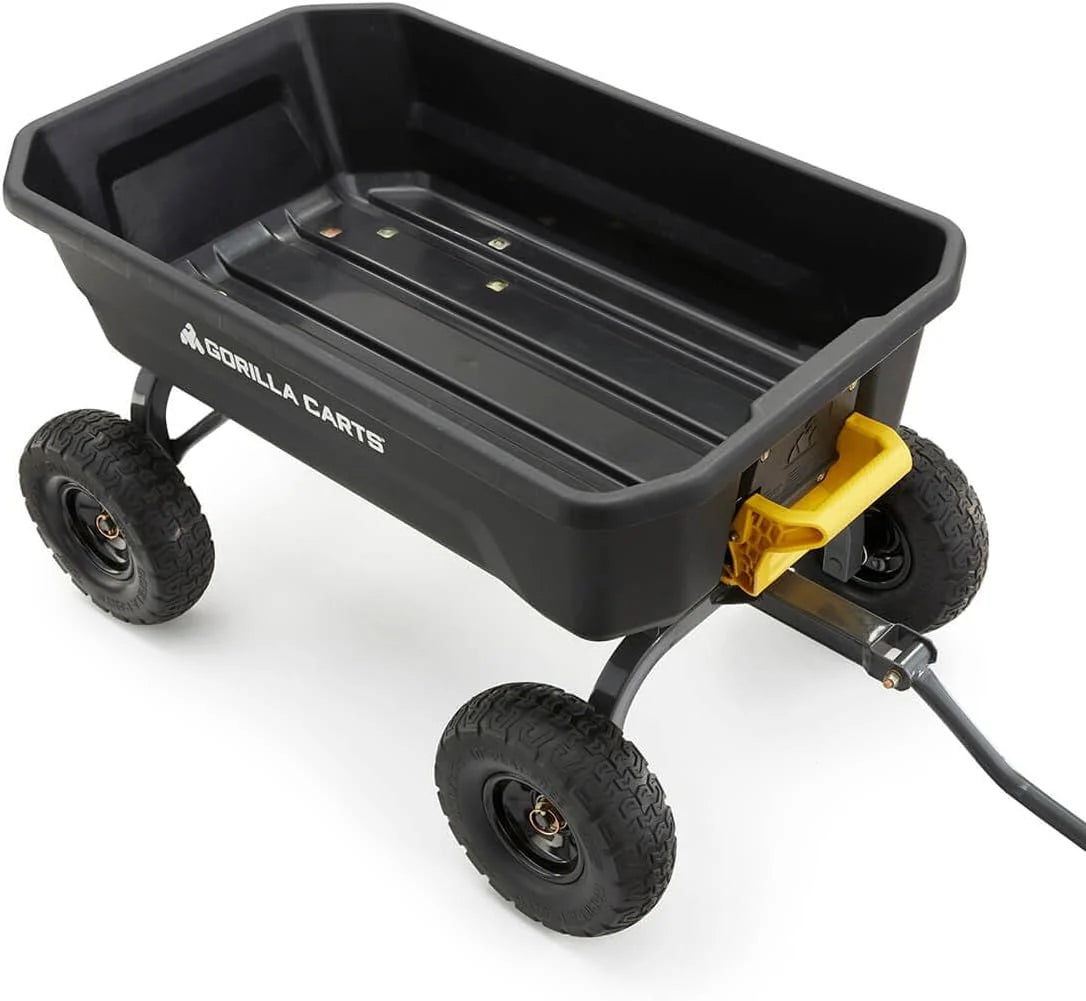 Poly Dump Garden Cart With No-Flat Tires, 7 Cubic Feet, 1200-Pound Capacity, Black - 7GCG-NF