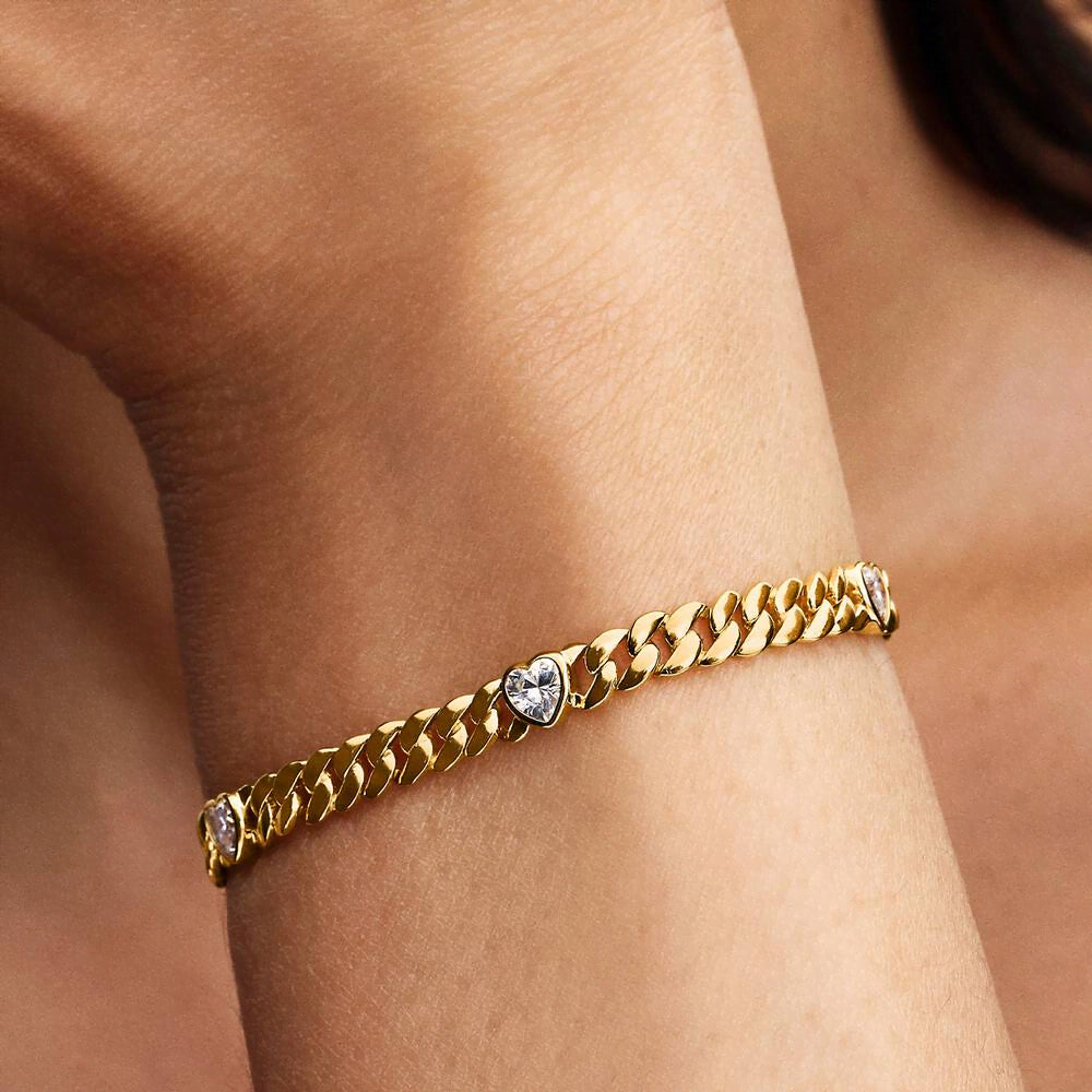 Heart Cuban Chain Bracelet
