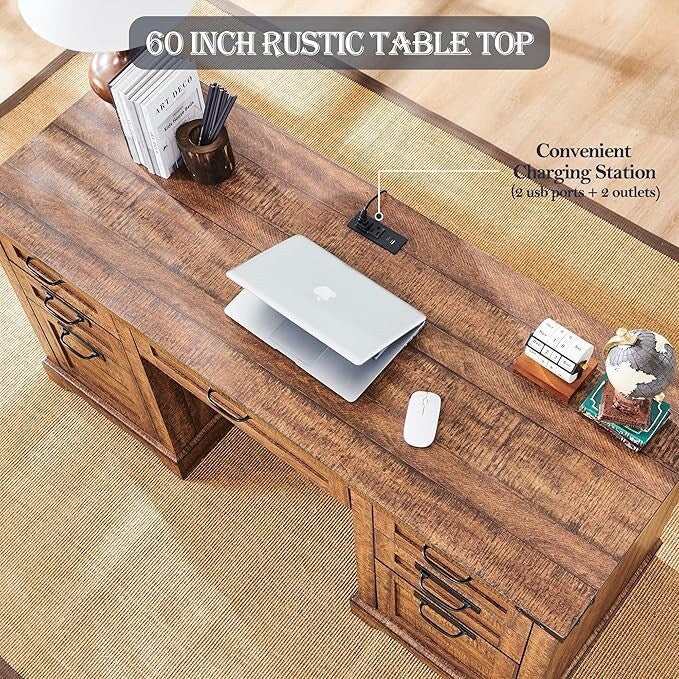 60' Farmhouse Wood Executive Computer Desk - 22'D x 60'W x 30'H