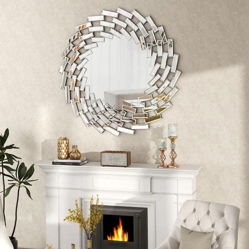 Round Spiral Sunburst Decorative Wall Mirror