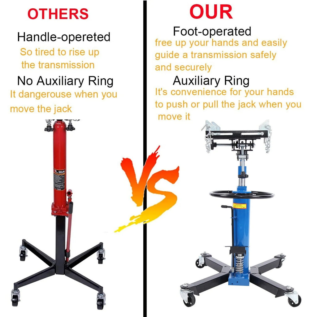Hydraulic Car Transmission Jack Vertical Lift, 1660 Pounds, 33-70 in, Blue