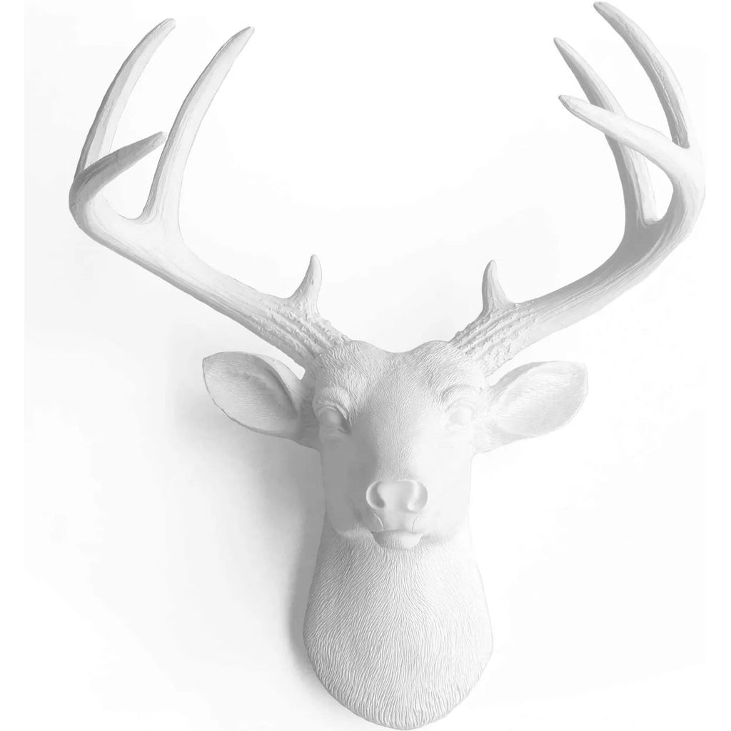 White Resin Deer Head Wall Decor With Antlers - Mini / Large