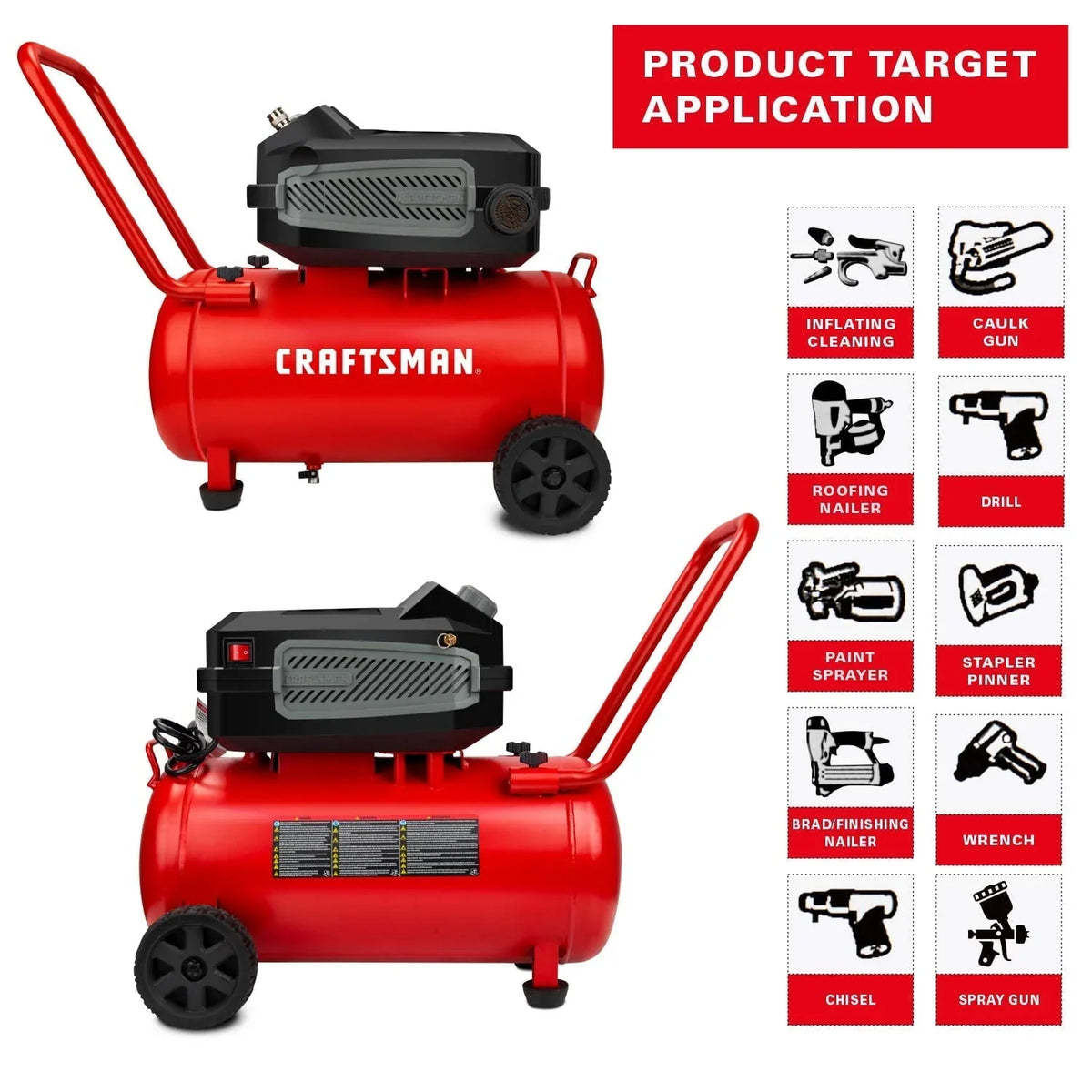 CRAFTSMAN Hard Air Compressor, 10 Gallon, 1.8 HP, 175 PSI, 4.0 CFM @ 90 PSI - CMXECXA0201041
