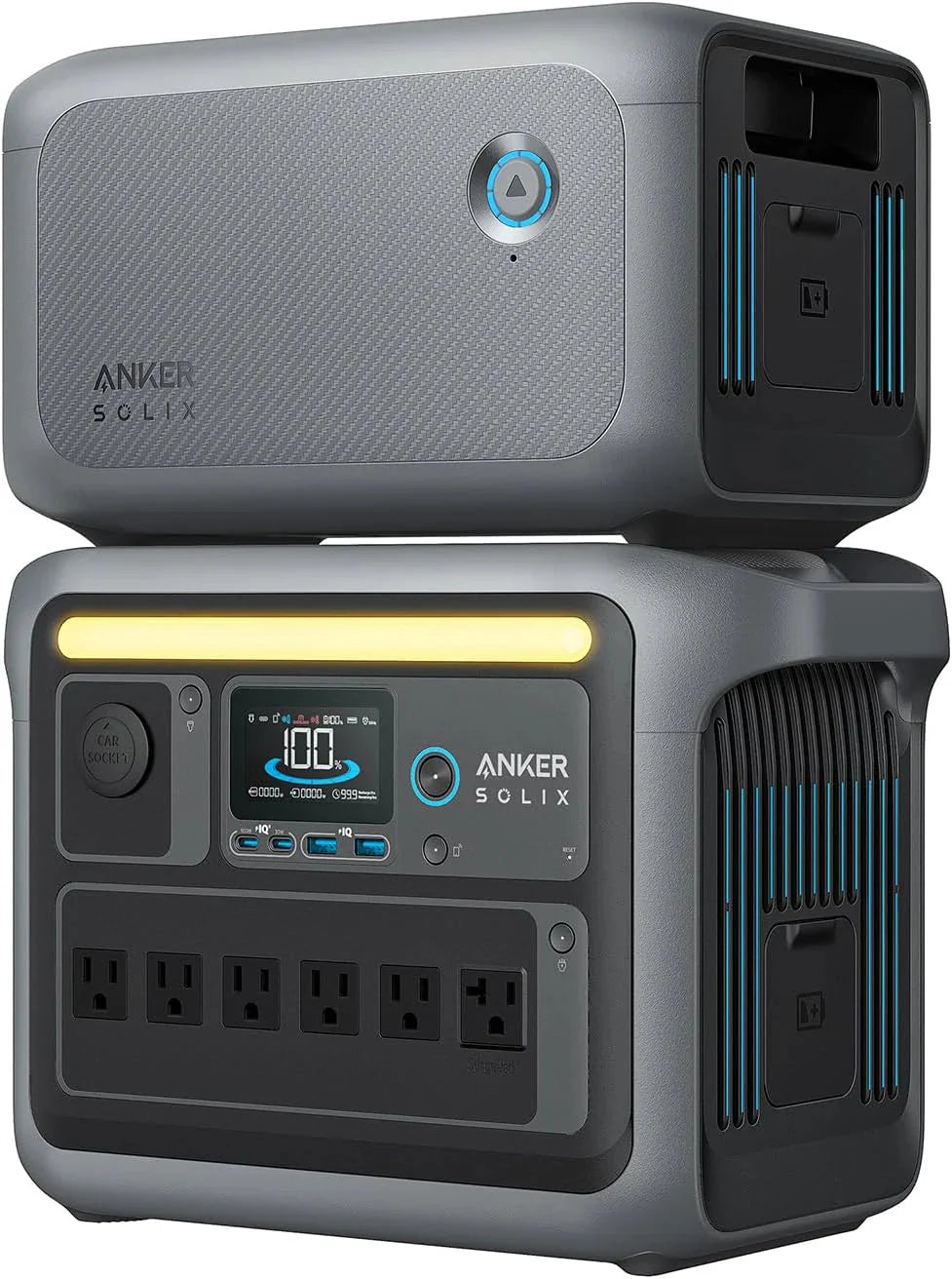Anker SOLIX C1000 Portable Power Station With 200W Solar Panel, 1800W, 1056Wh LFP Battery, 6 AC Outlets - B17611A3