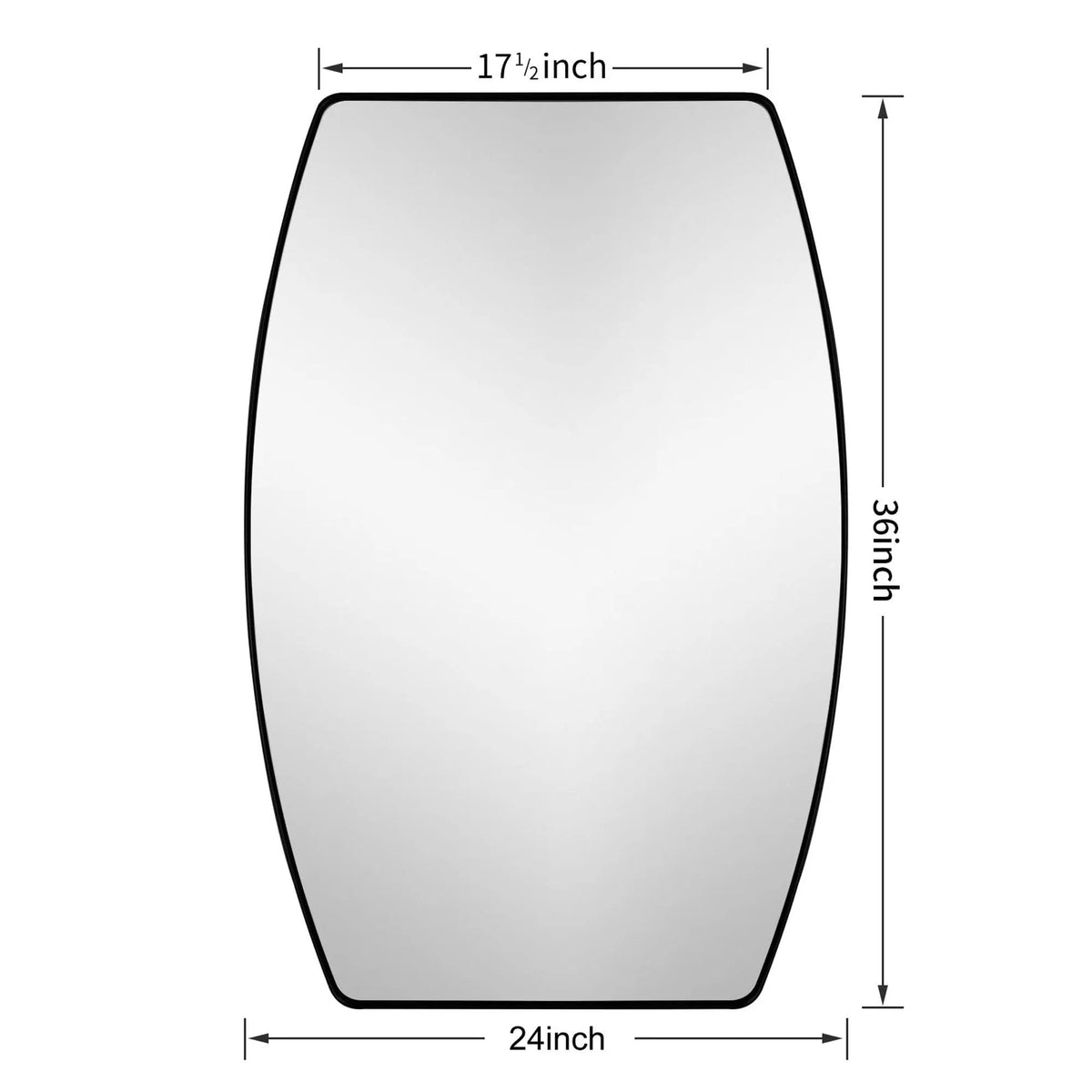 Oblong Metal Wall Mirror, 18 or 24 - Black, Gold, or Silver