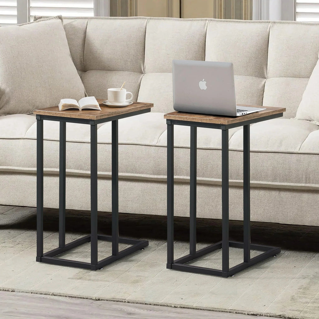 C-Shaped Sofa Side Tables, Set of 2, 11" D x 19" W x 24" H