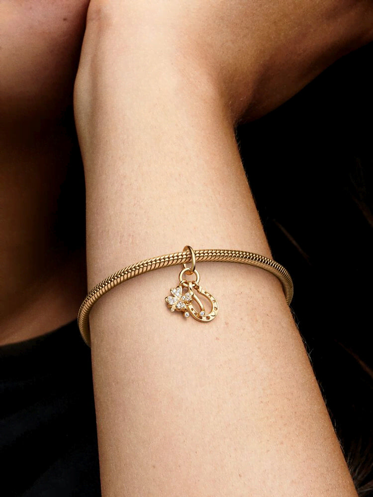 Lucky Clover, Wishbone & Horseshoe Dangle Charm
