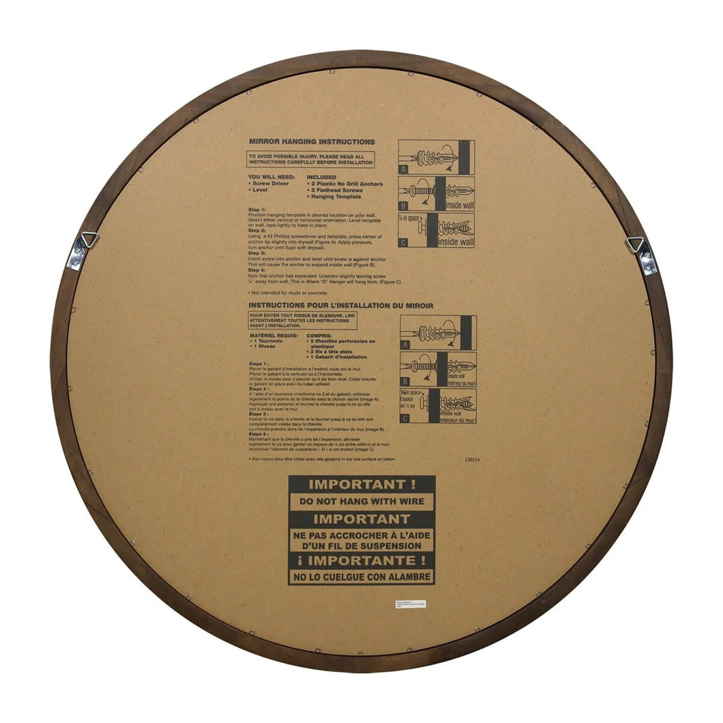 Classic Farmhouse Round Wooden Frame Wall Mirror - 24-inches, 28-inches, 32-inches