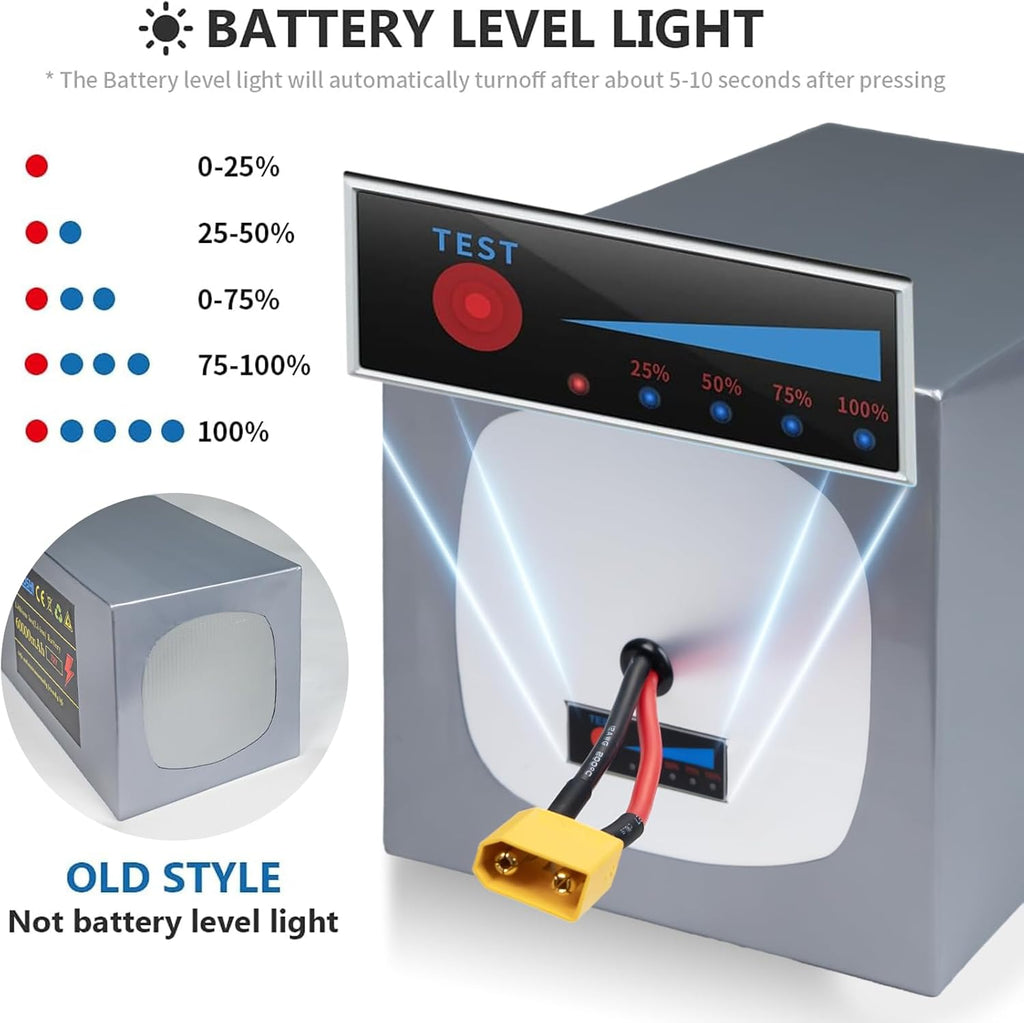 72V 60Ah Lithium E-Bike Battery With LED Battery Level Indicator And XT90 Connector
