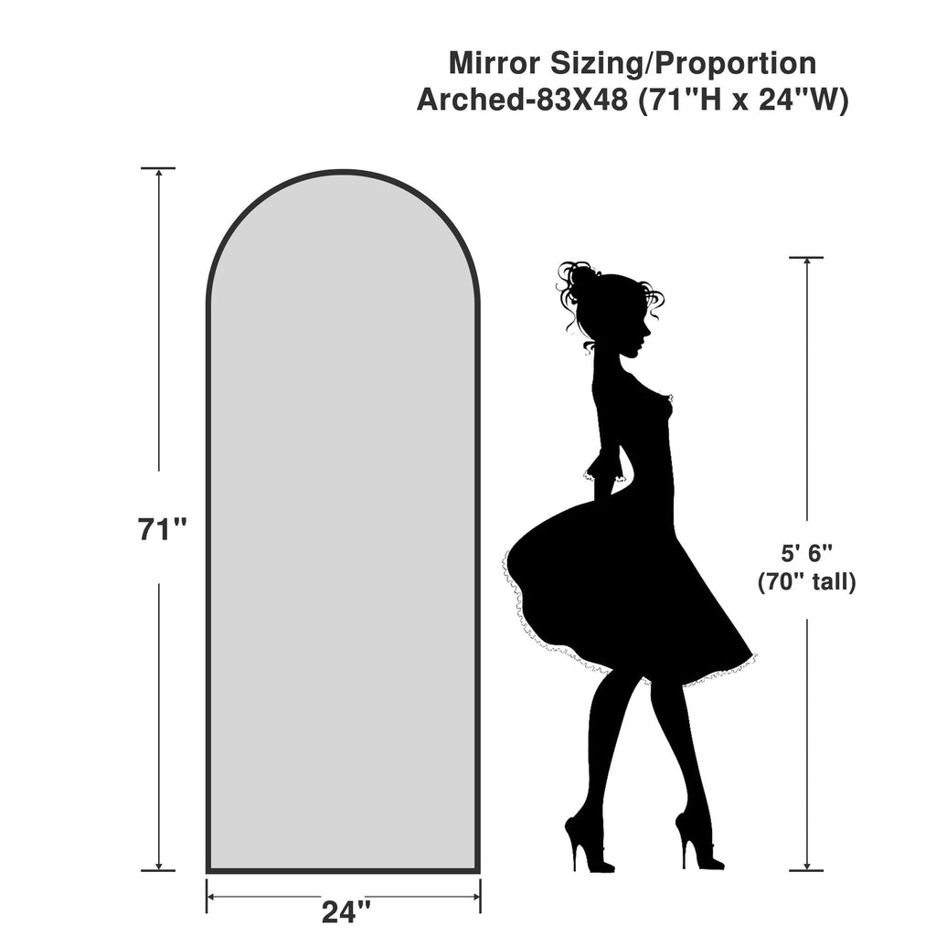 Arched Full-Length Floor Mirror - Standing And Wall-Mounted