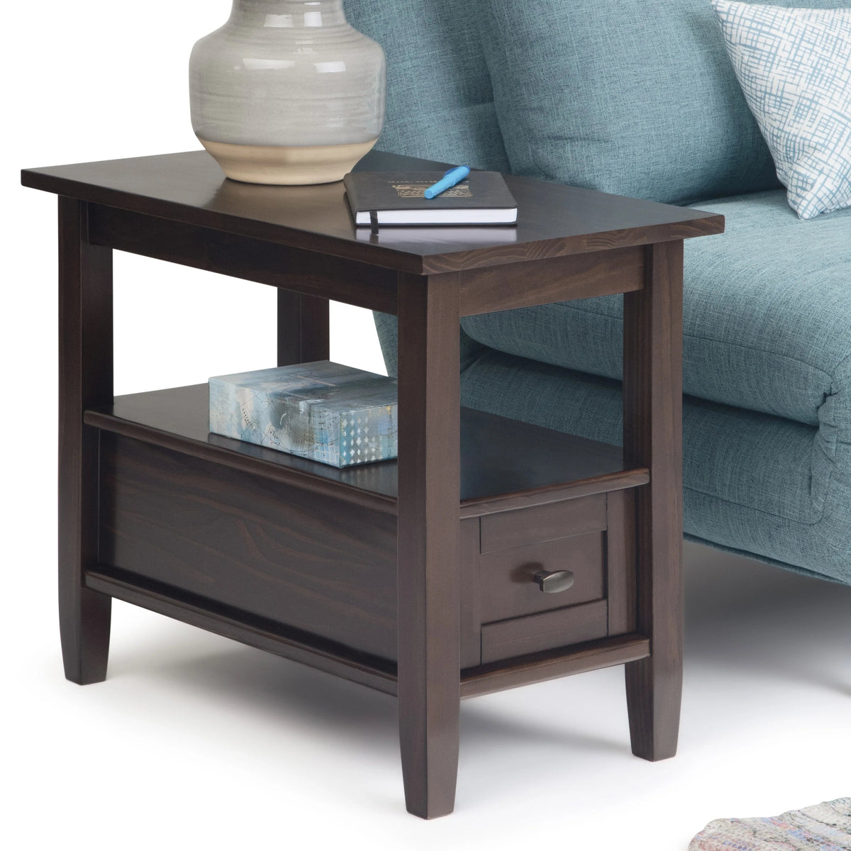 Solid Wood Narrow Side Table, 14 in Wide, 24 in D x 14 in W x 20 in H