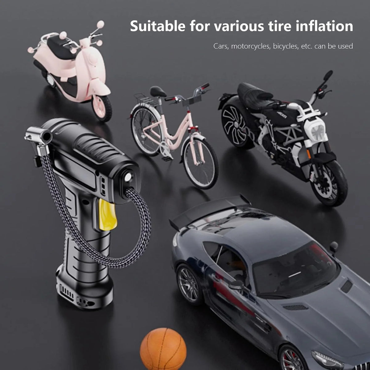 Gecau Tire Inflator Pump With Emergency LED Light, 12V