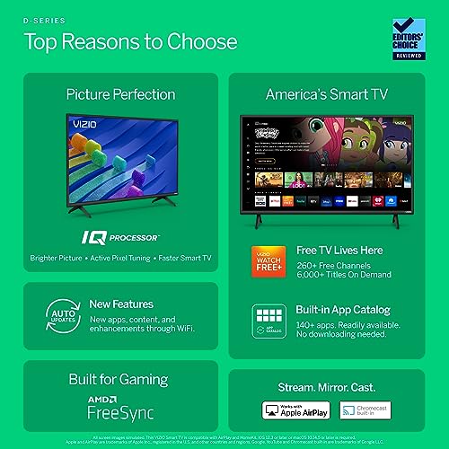 VIZIO 40-Inch D-Series Full HD 1080p Smart TV With AMD FreeSync And Apple AirPlay - D40F-J09