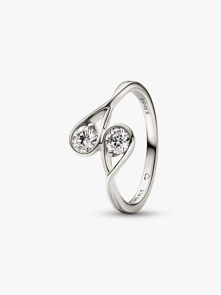 Pandora Infinite 14k White Gold Double Lab-grown Diamond Ring