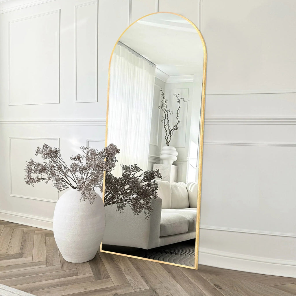Arched Full Length Floor Mirror With Aluminum Alloy Frame - 65x22, 71x24, 71x28, 71x32