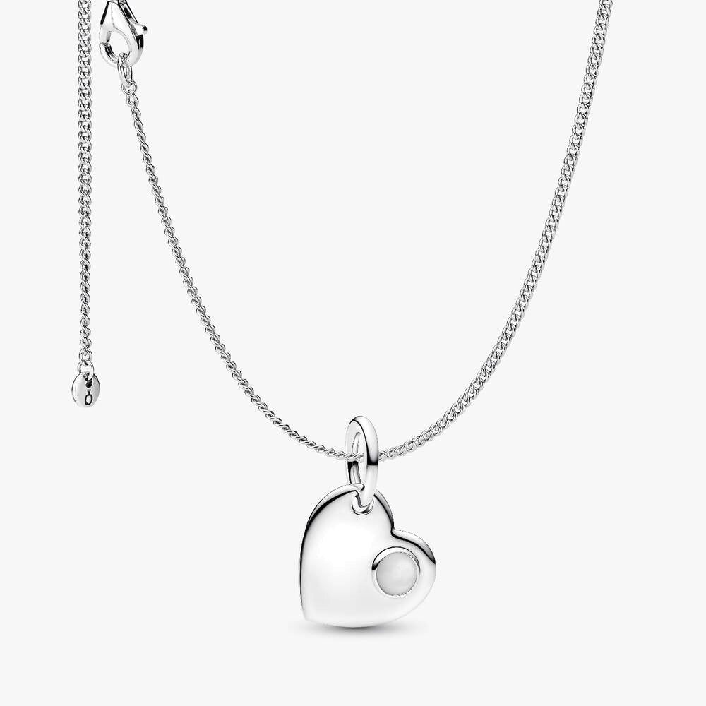 June Birthstone Heart Pendant Necklace
