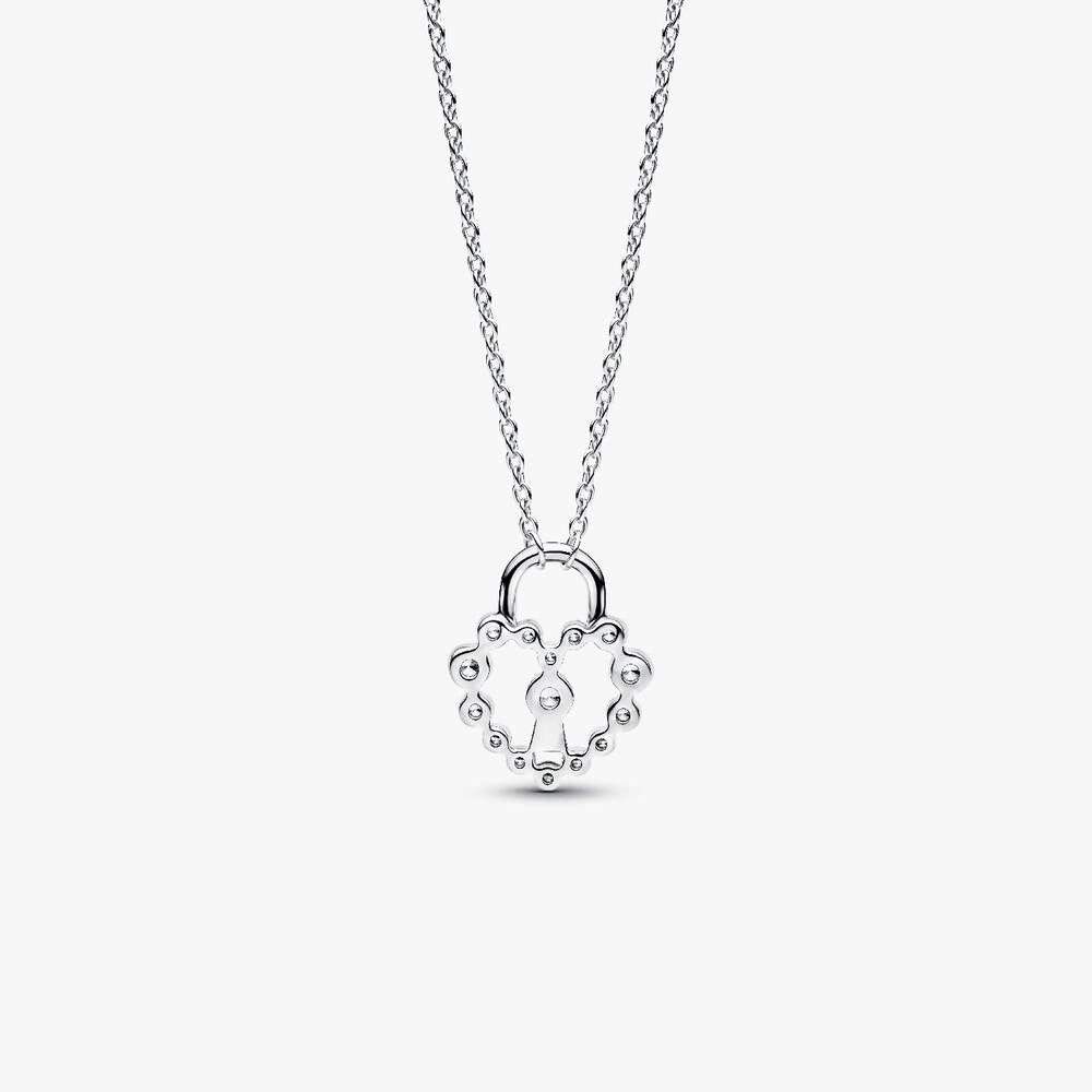 Sparkling Heart Padlock Pendant Necklace
