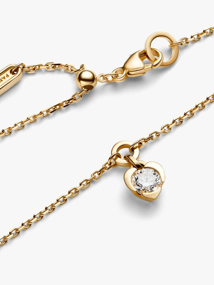 Pandora Talisman 14k Gold Lab-grown Diamond Heart Chain Bracelet
