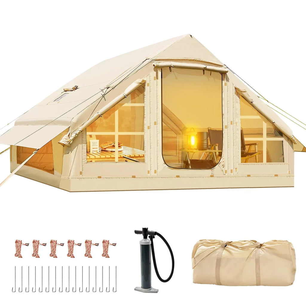 ABORON 6 Person Inflatable Camping Tent With Pump, 10ft x 7ft, Oxford - 4 Season