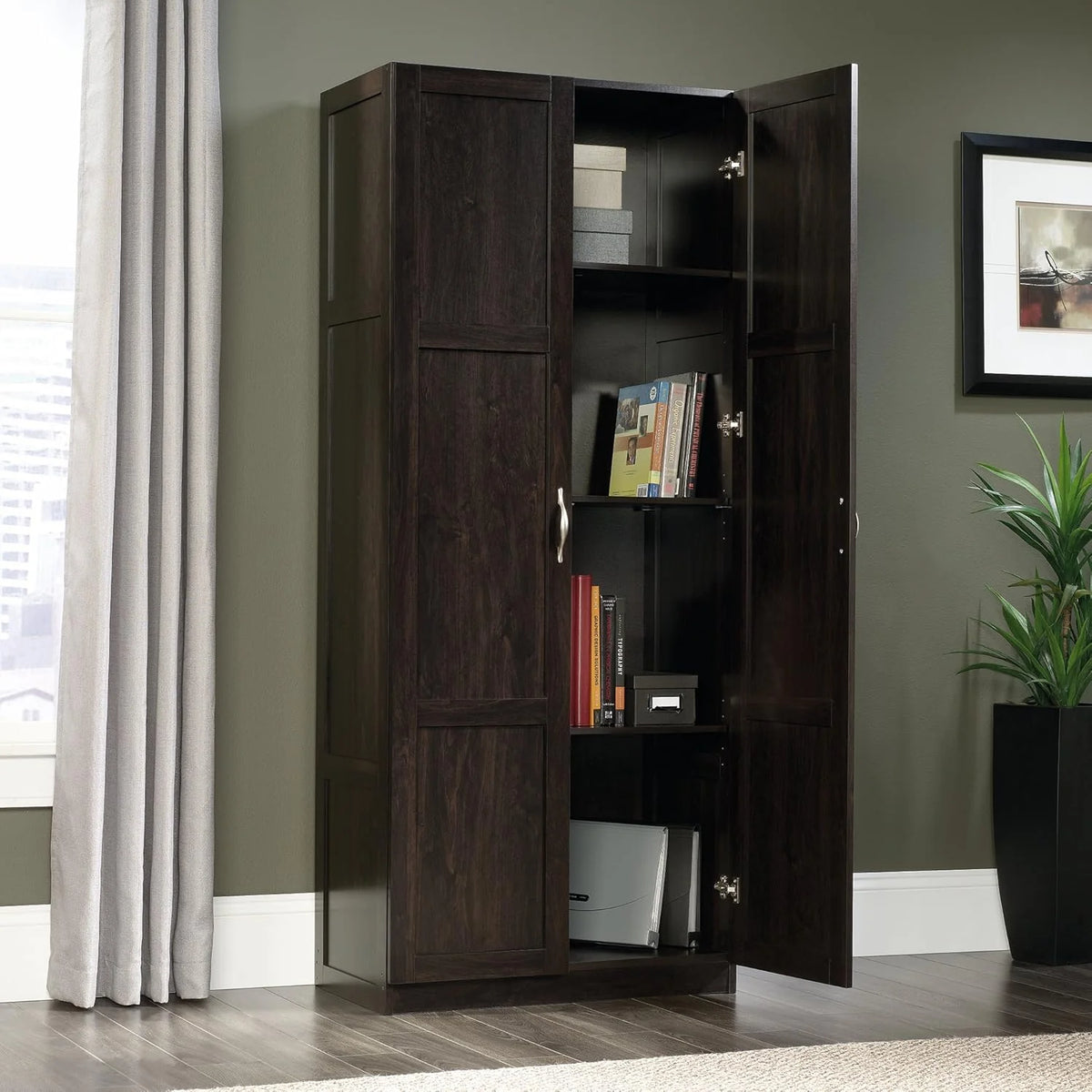 Storage Pantry Cabinet, Soft White, 5 Shelves